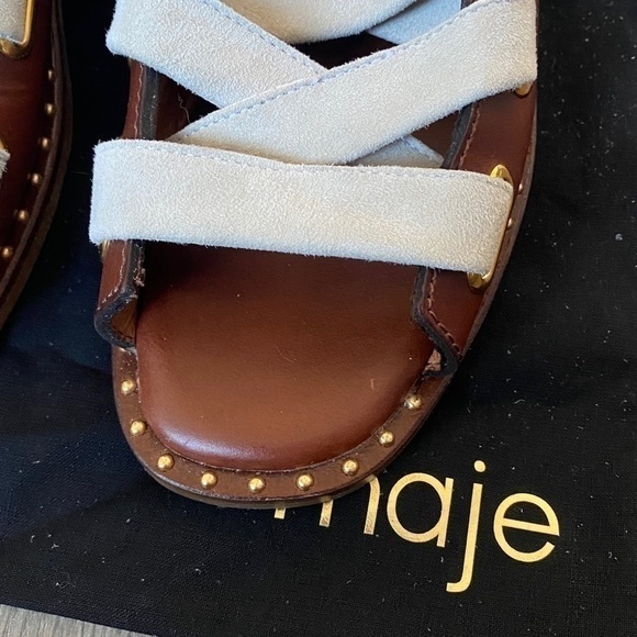 Maje Marron Velvet Lace Up Sandals In Brown Size EU 37 - Picture 6 of 14